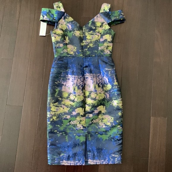 Maggy London Navy/Green Dress Petites size 2P - Picture 3 of 4